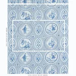 Schumacher 179560 Les Scenes Contemporaines Blue fabric swatch