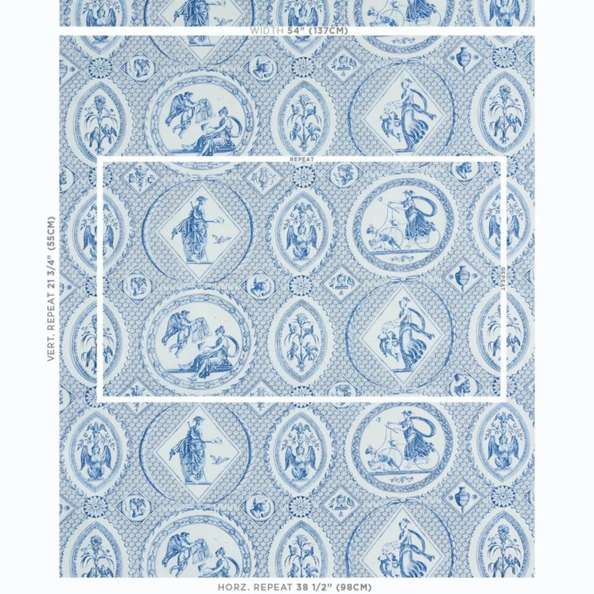 Schumacher 179560 Les Scenes Contemporaines Blue fabric swatch