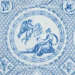 Schumacher 179560 Les Scenes Contemporaines Blue fabric swatch
