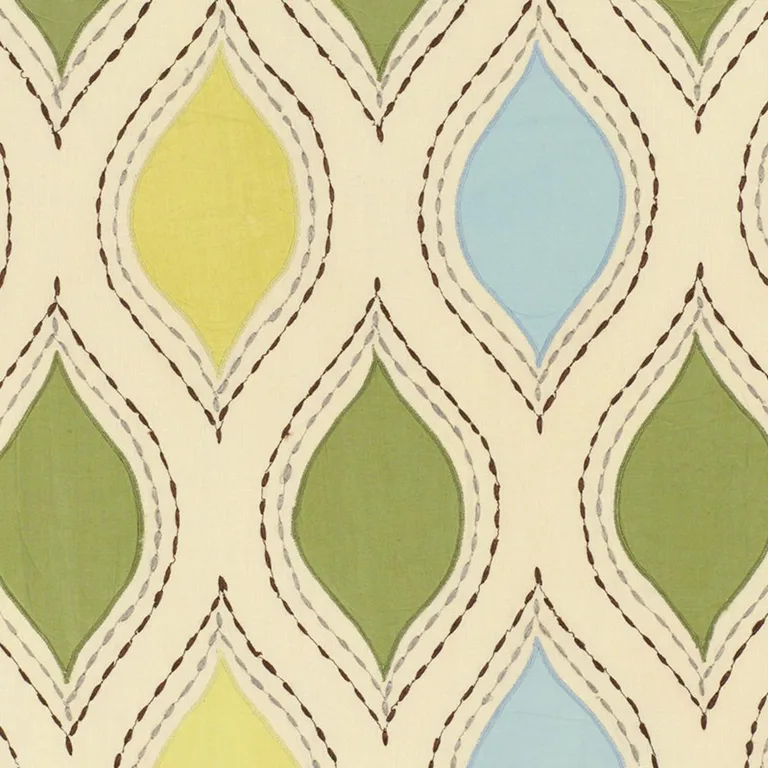 Schumacher 54780 Let’S Dance Chartreuse & Sky fabric swatch