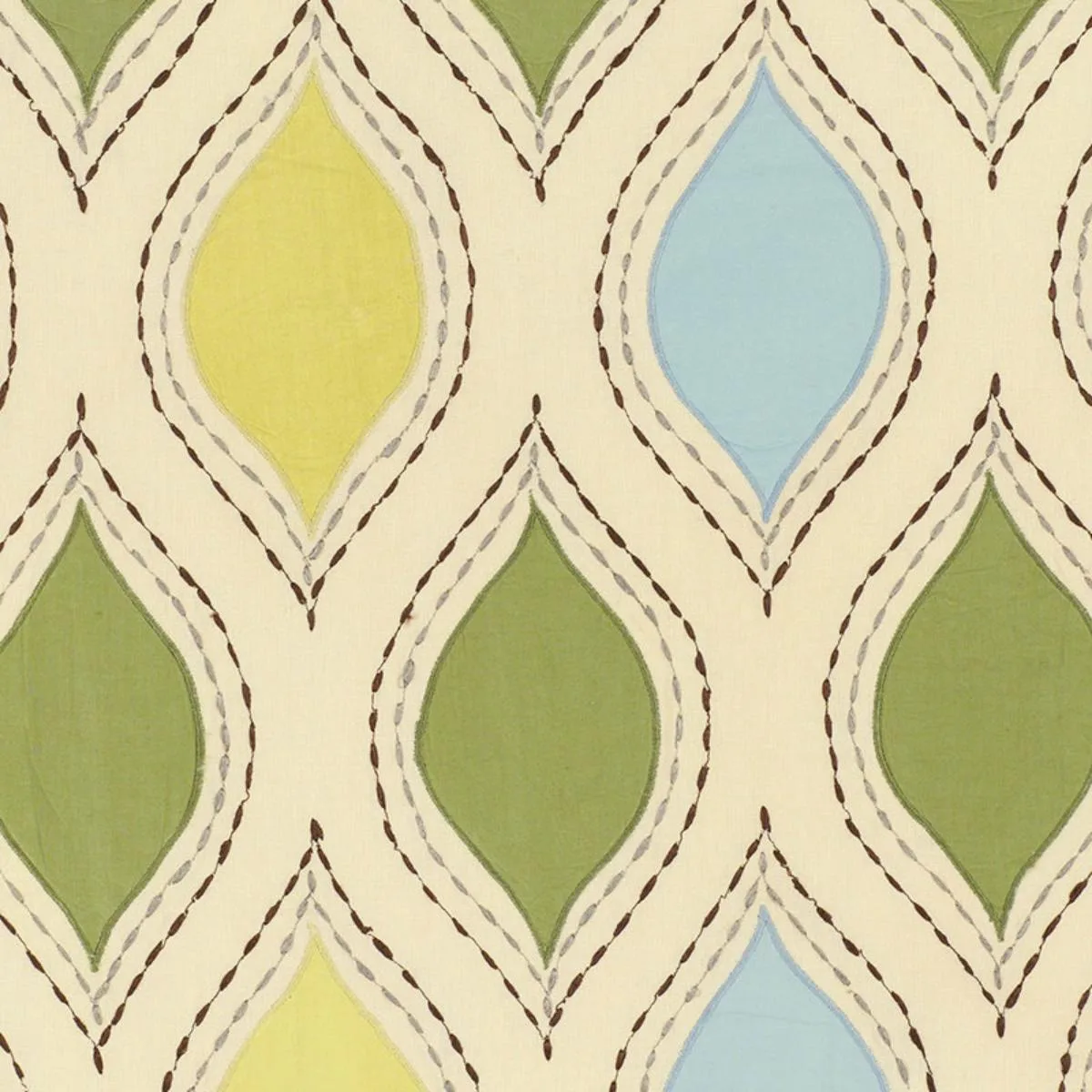 Schumacher 54780 Let’S Dance Chartreuse & Sky fabric swatch