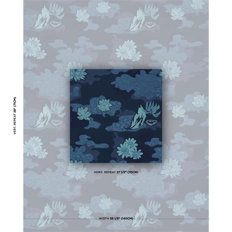 Schumacher 85502 Lian Dream Bleu fabric swatch