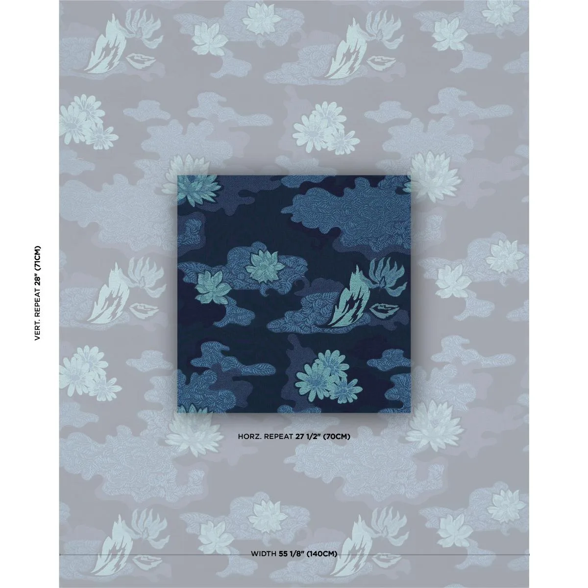 Schumacher 85502 Lian Dream Bleu fabric swatch