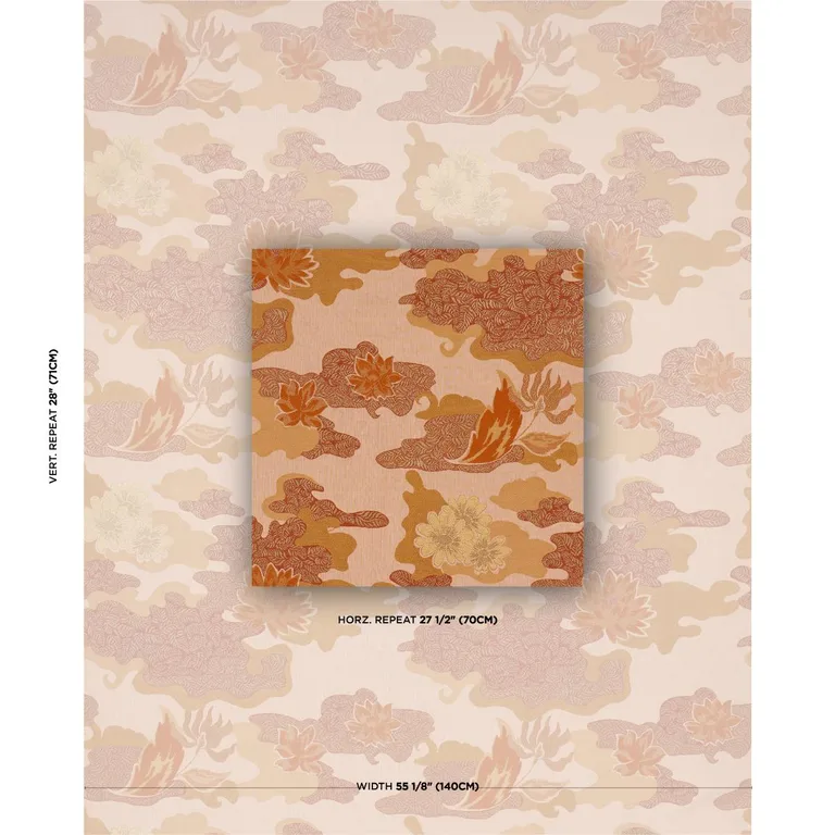 Schumacher 85501 Lian Dream Coral fabric swatch
