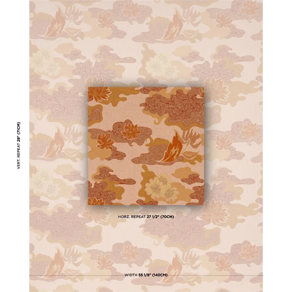 Schumacher 85501 Lian Dream Coral fabric swatch