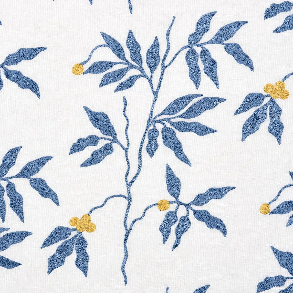 Schumacher 80432 Lilla Embroidery Blue fabric swatch