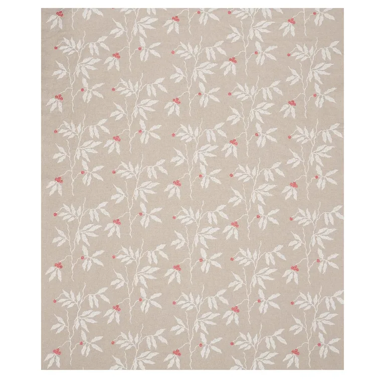 Schumacher 80431 Lilla Embroidery Ivory On Neutral fabric swatch