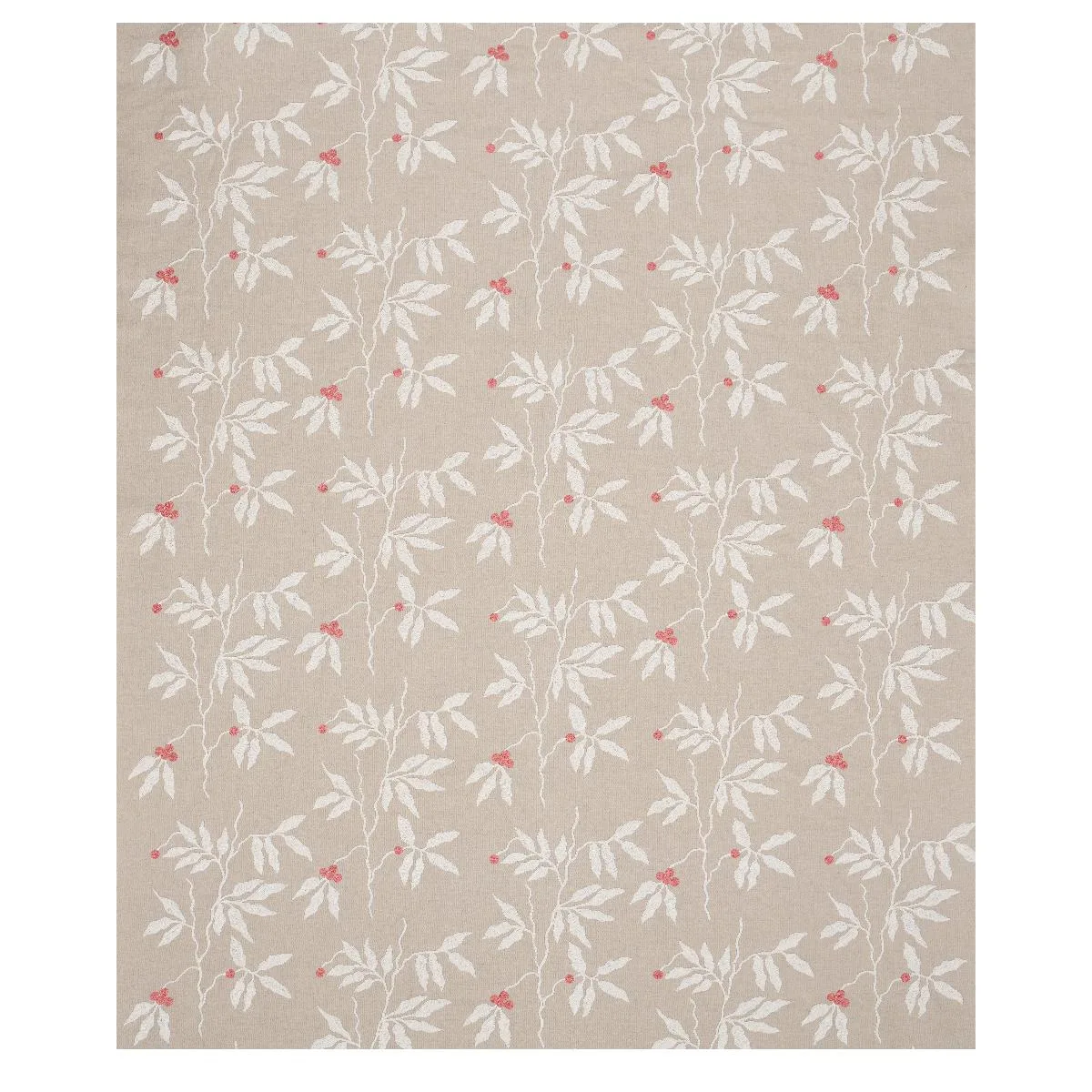 Schumacher 80431 Lilla Embroidery Ivory On Neutral fabric swatch