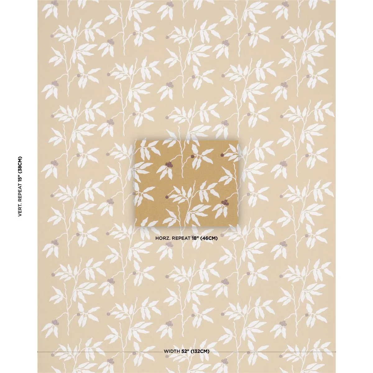 Schumacher 80434 Lilla Embroidery Ochre fabric swatch