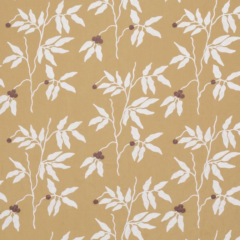 Schumacher 80434 Lilla Embroidery Ochre fabric swatch
