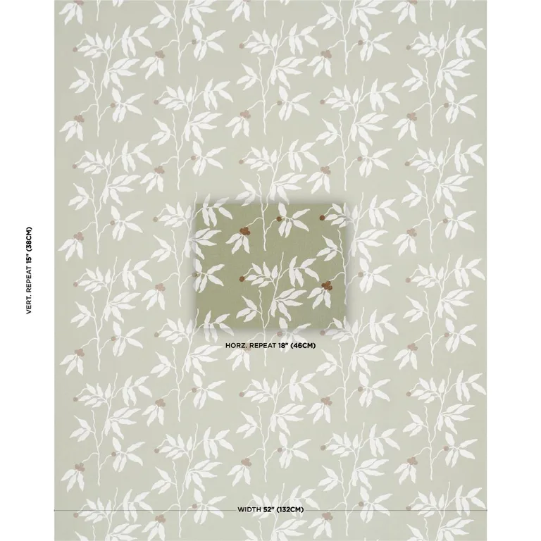 Schumacher 80433 Lilla Embroidery Olive fabric swatch