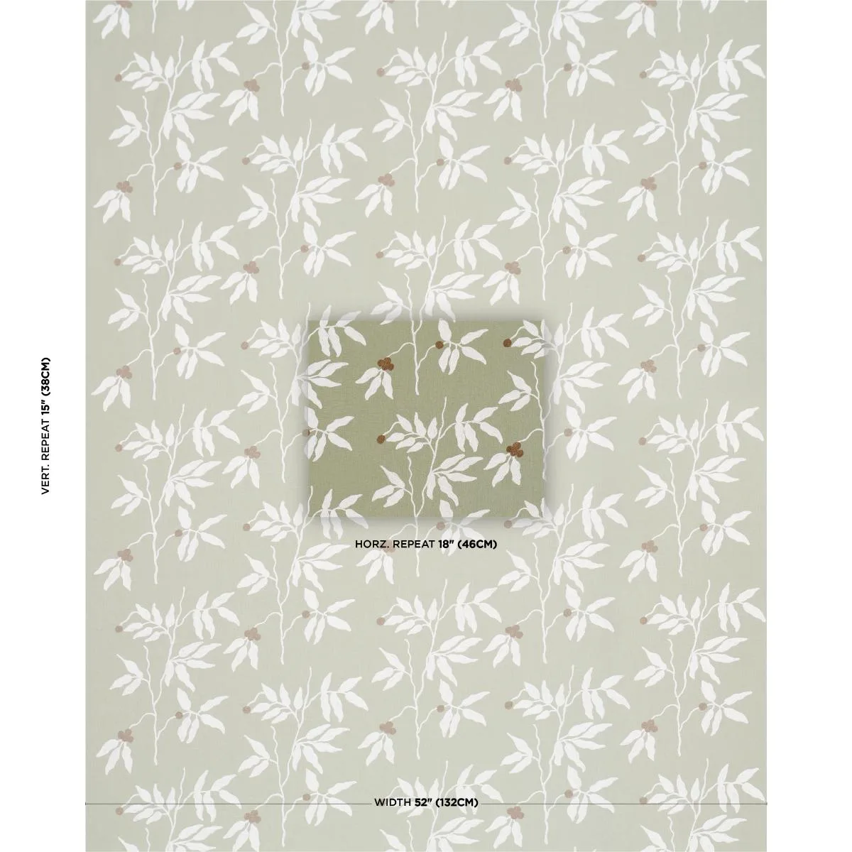 Schumacher 80433 Lilla Embroidery Olive fabric swatch