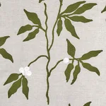 Schumacher 80430 Lilla Embroidery Olive On Neutral fabric swatch