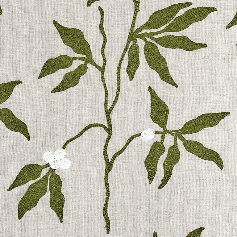 Schumacher 80430 Lilla Embroidery Olive On Neutral fabric swatch
