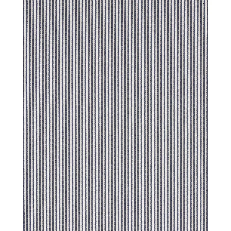 Schumacher 80491 Lilly Stripe High Performance Linen Navy & Ivory fabric swatch