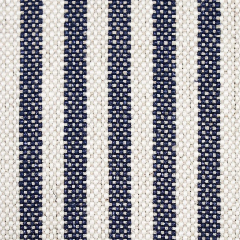 Schumacher 80491 Lilly Stripe High Performance Linen Navy & Ivory fabric swatch
