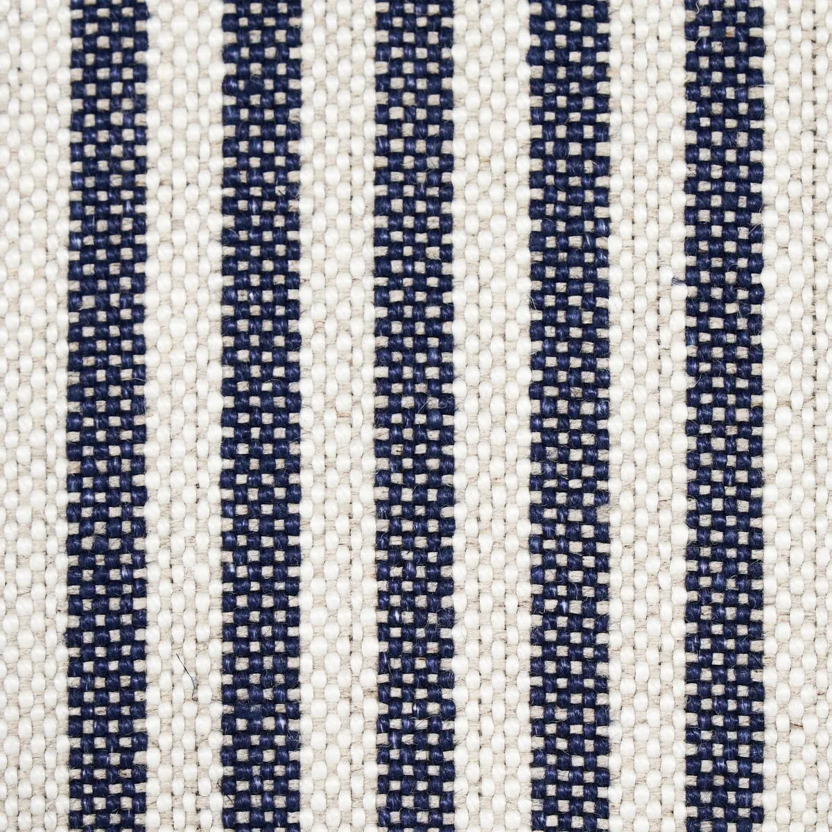 Schumacher 80491 Lilly Stripe High Performance Linen Navy & Ivory fabric swatch