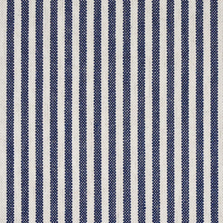 Schumacher 80491 Lilly Stripe High Performance Linen Navy & Ivory fabric swatch