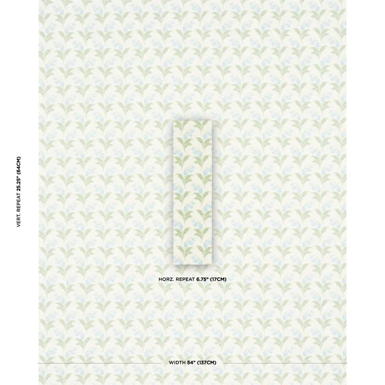 Schumacher 182141 Lily Of The Valley Indoor/Outdoor Bluebell fabric swatch
