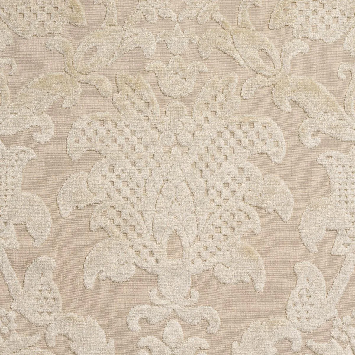 Schumacher 82161 Limbourg Damask Velvet Pearl fabric swatch