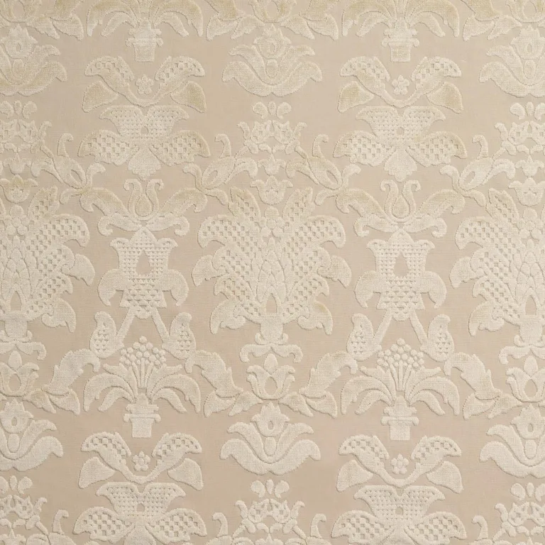 Schumacher 82161 Limbourg Damask Velvet Pearl fabric swatch