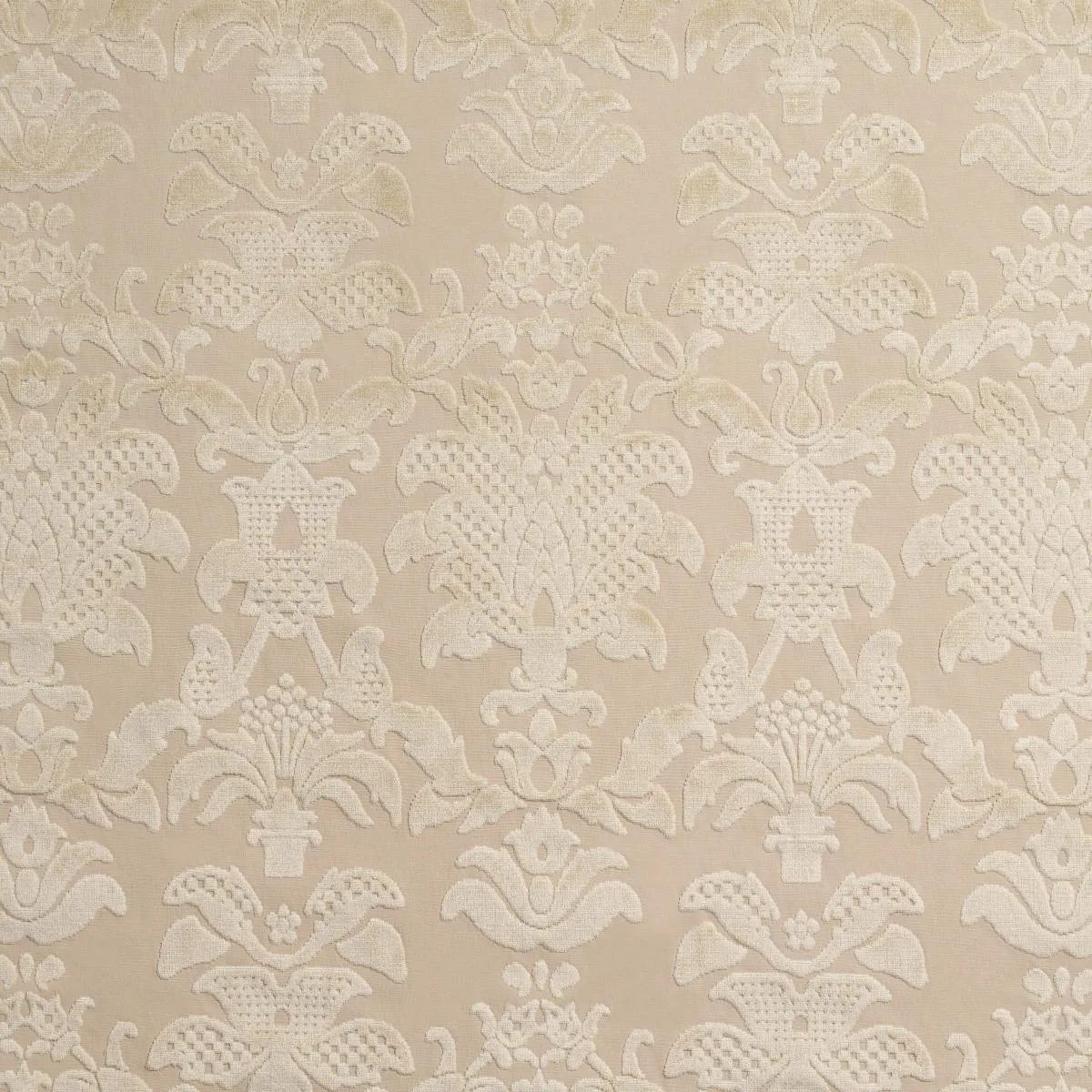 Schumacher 82161 Limbourg Damask Velvet Pearl fabric swatch