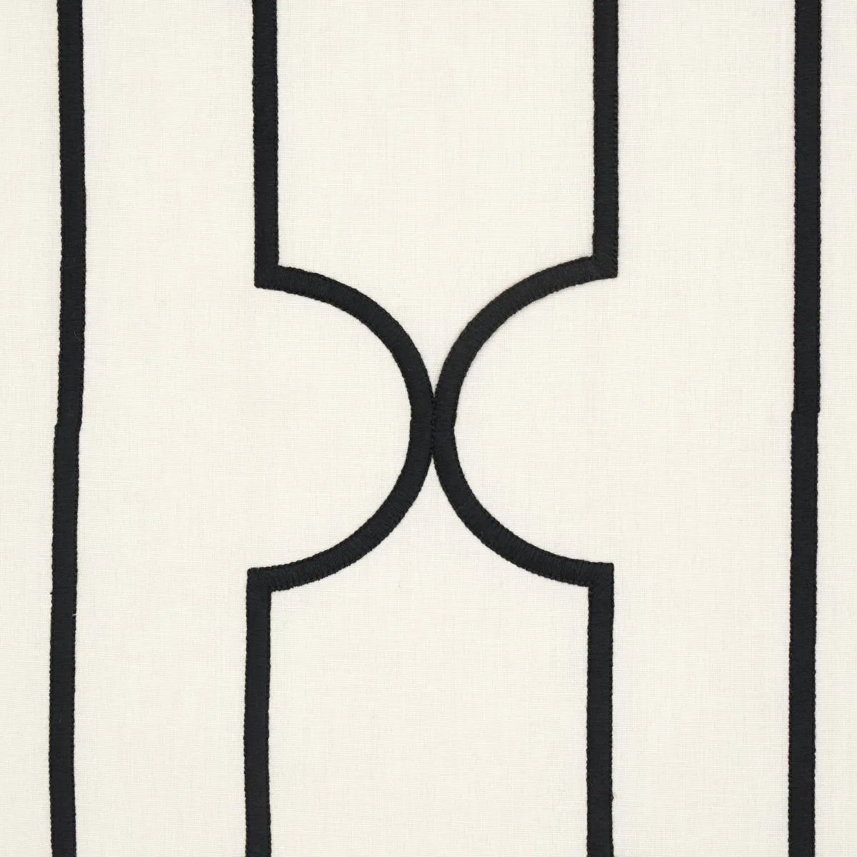 Schumacher 73071 Limitless Lattice Black & White fabric swatch