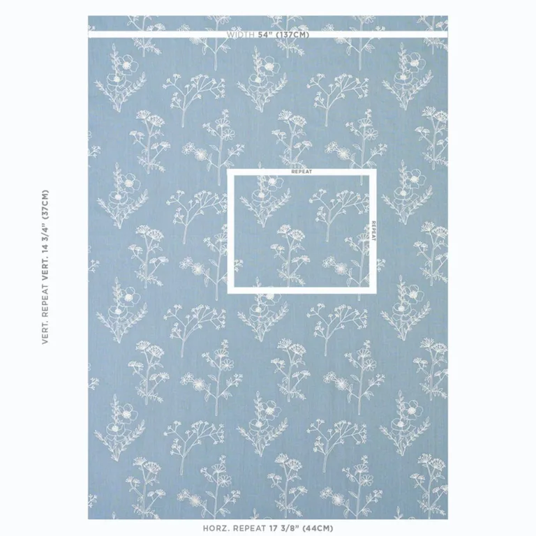 Schumacher 78360 Lisbeth Embroidery Blue fabric swatch