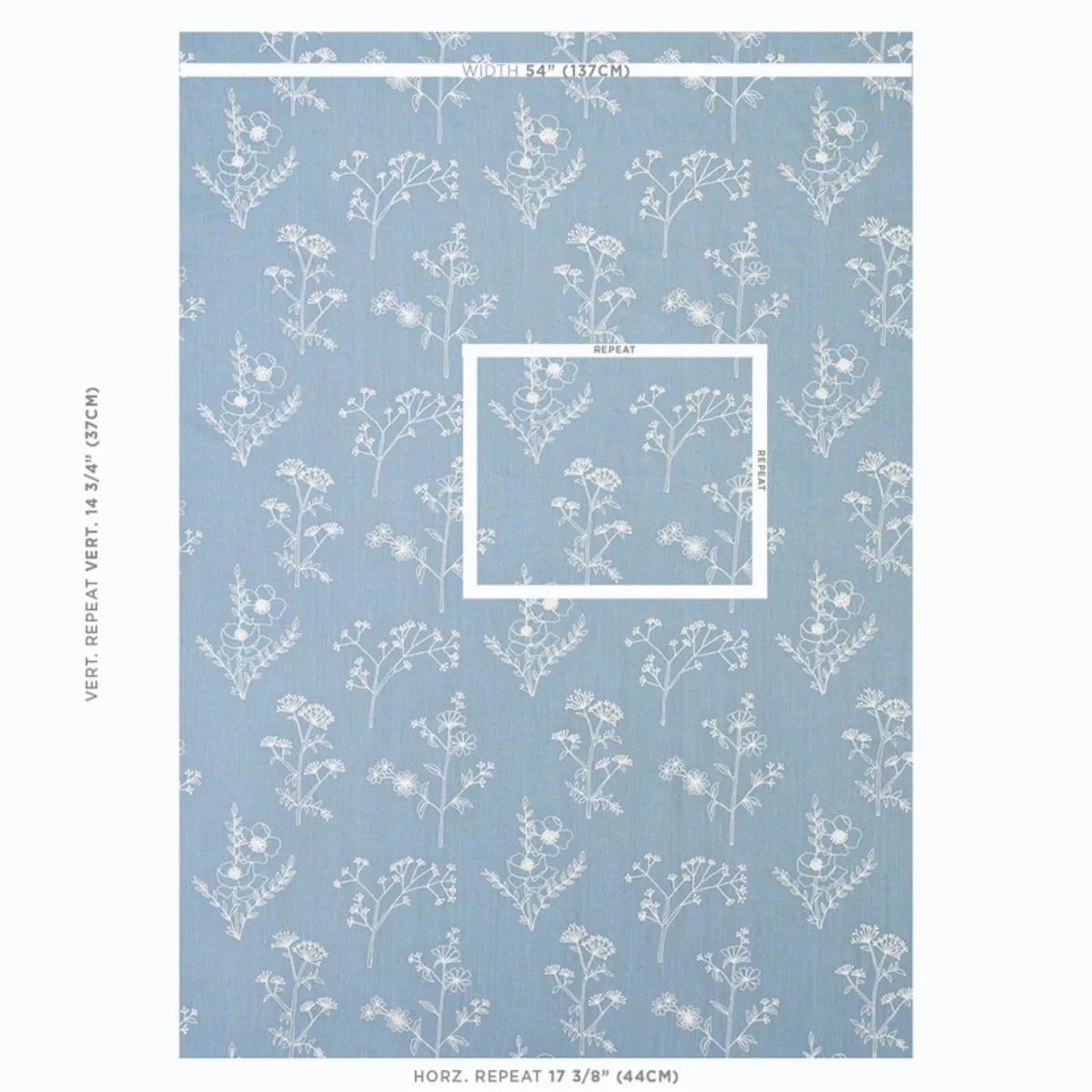 Schumacher 78360 Lisbeth Embroidery Blue fabric swatch