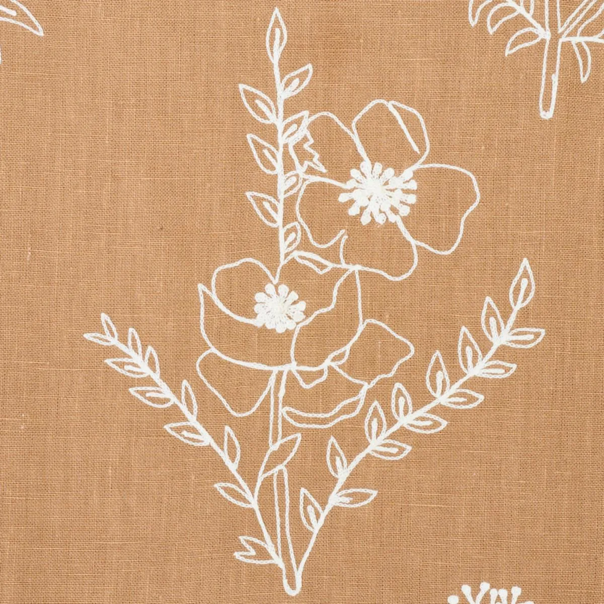 Schumacher 78361 Lisbeth Embroidery Camel fabric swatch