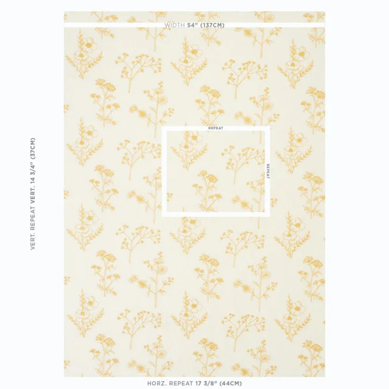 Schumacher 78362 Lisbeth Embroidery Marigold fabric swatch