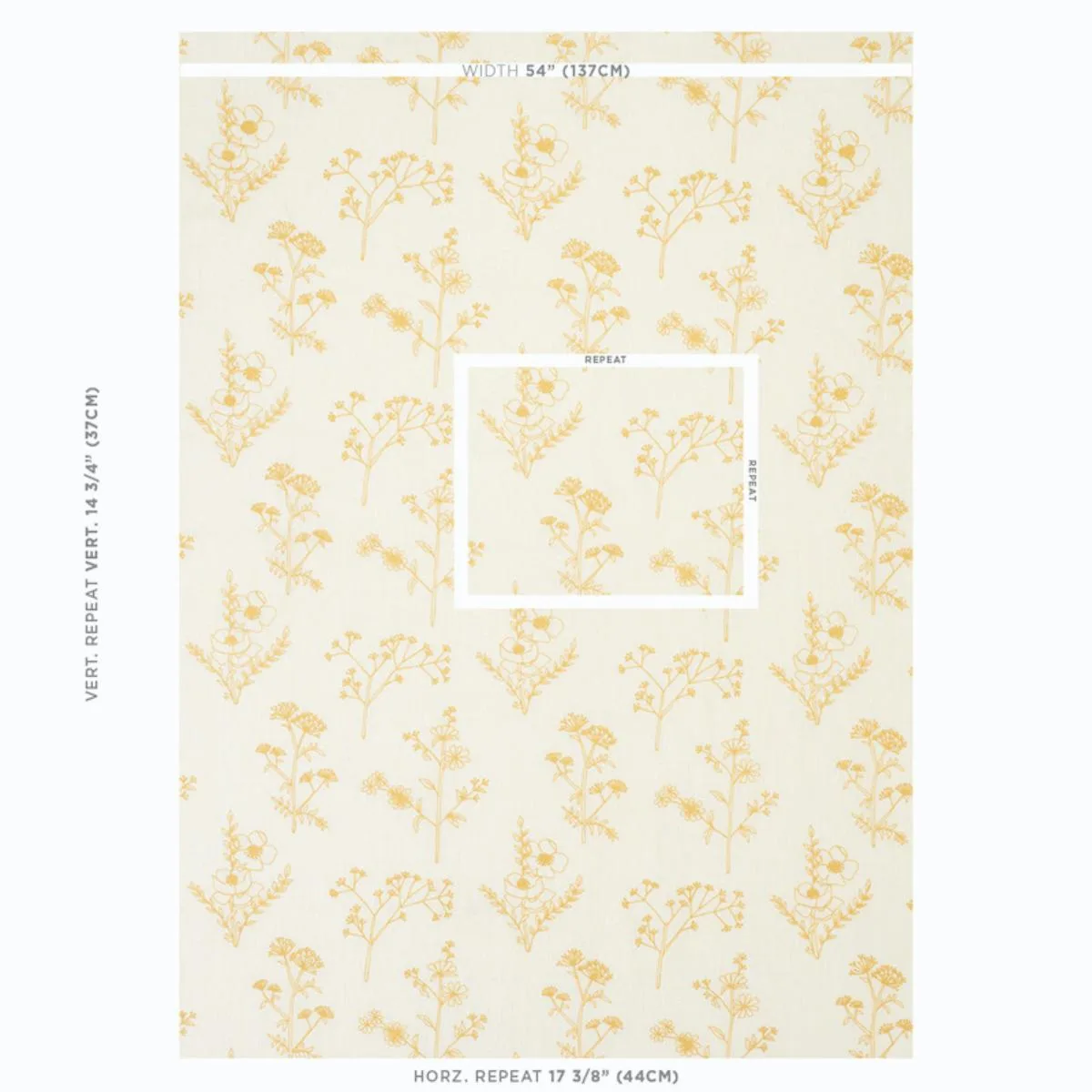 Schumacher 78362 Lisbeth Embroidery Marigold fabric swatch