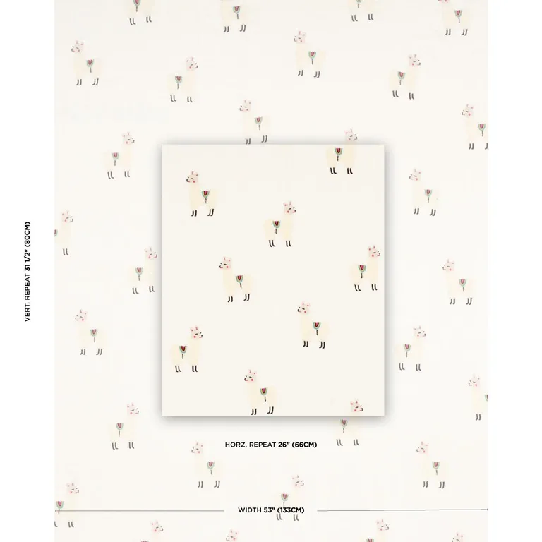 Schumacher 81490 Llama Embroidery Multi fabric swatch