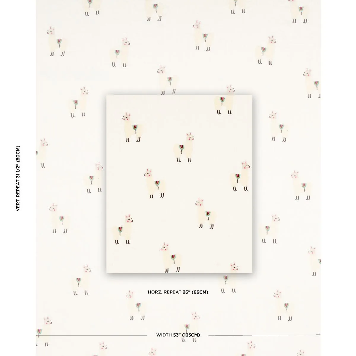 Schumacher 81490 Llama Embroidery Multi fabric swatch