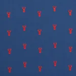 Schumacher 78800 Lobster Embroidery Navy fabric swatch