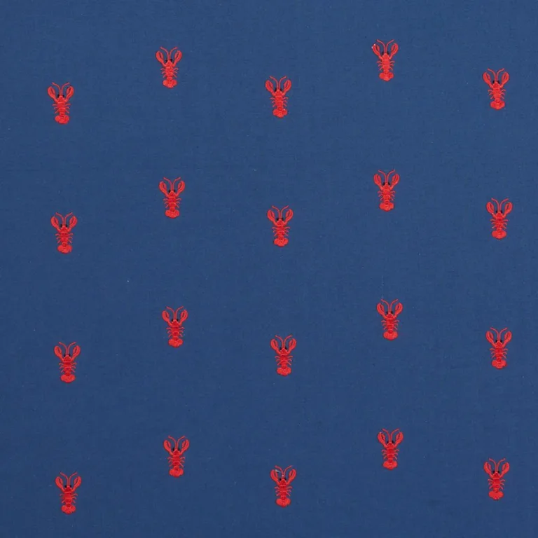 Schumacher 78800 Lobster Embroidery Navy fabric swatch