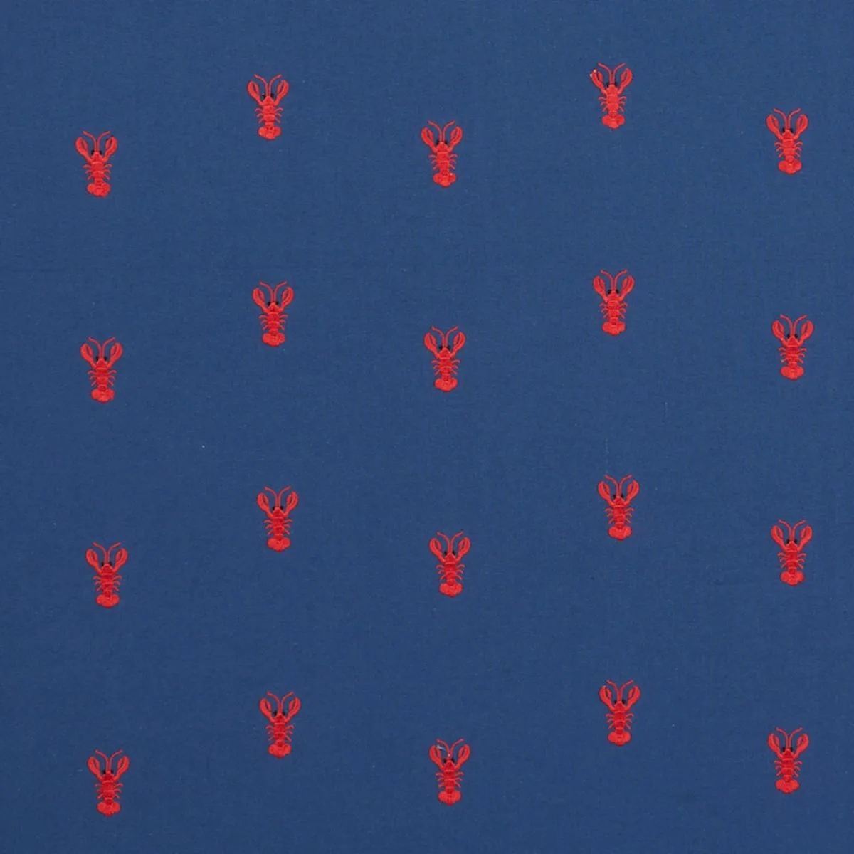 Schumacher 78800 Lobster Embroidery Navy fabric swatch