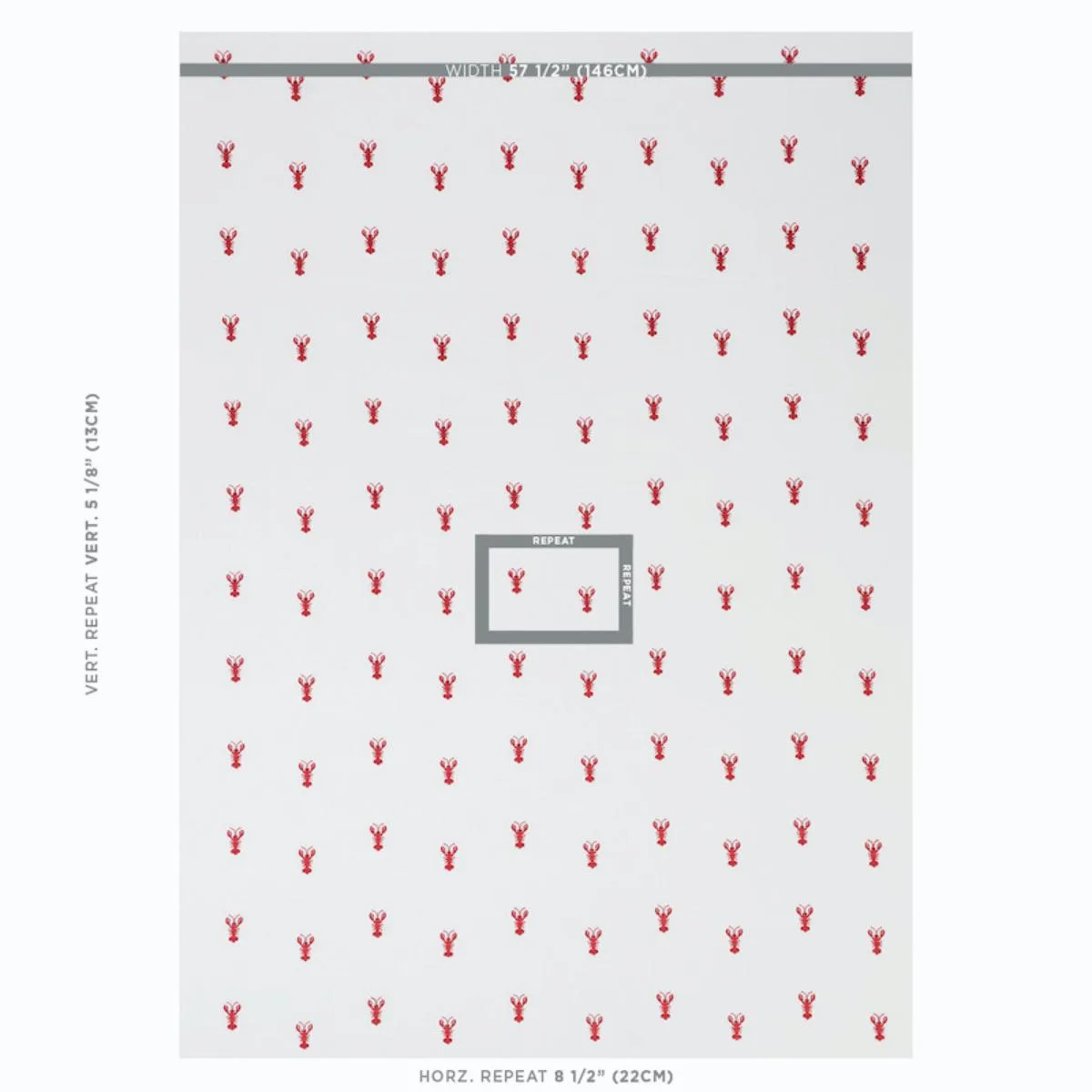 Schumacher 78801 Lobster Embroidery White fabric swatch