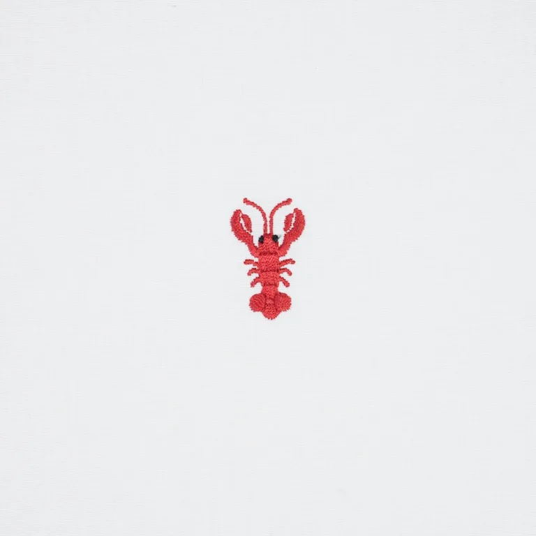 Schumacher 78801 Lobster Embroidery White fabric swatch
