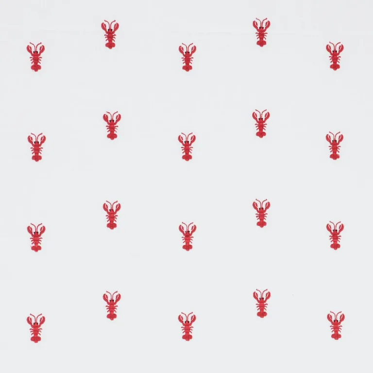 Schumacher 78801 Lobster Embroidery White fabric swatch