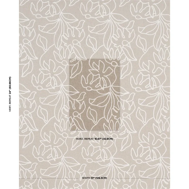 Schumacher 84410 Lola Embroidery Flax fabric swatch