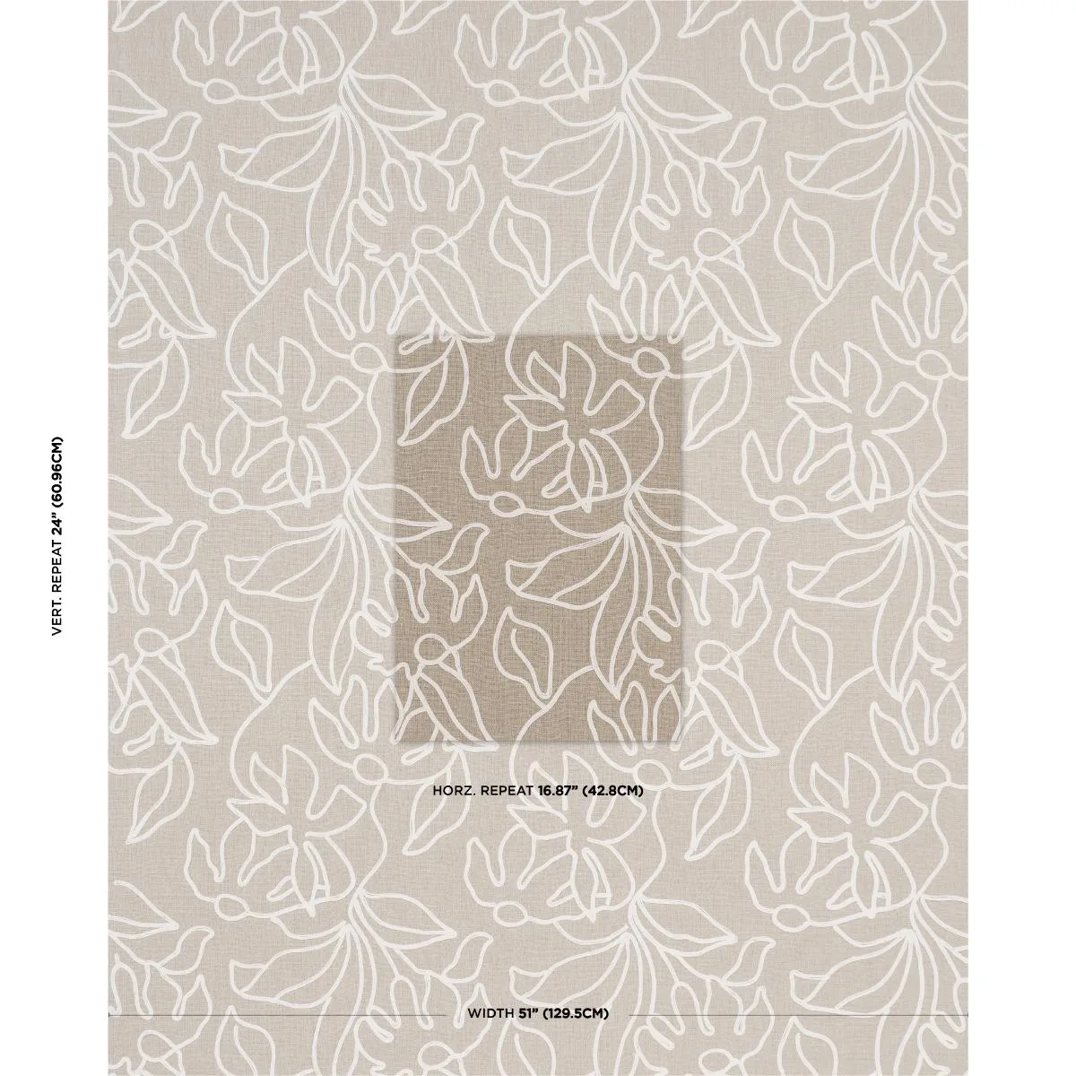 Schumacher 84410 Lola Embroidery Flax fabric swatch