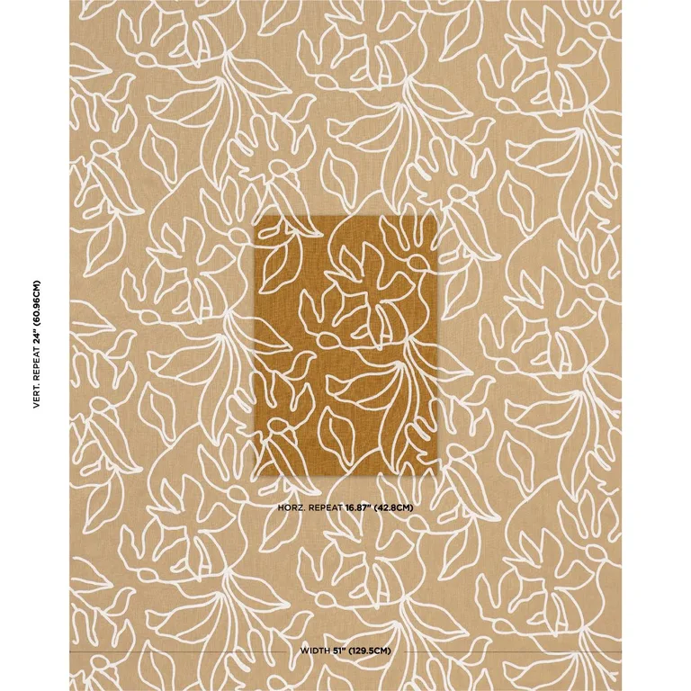 Schumacher 84411 Lola Embroidery Saffron fabric swatch