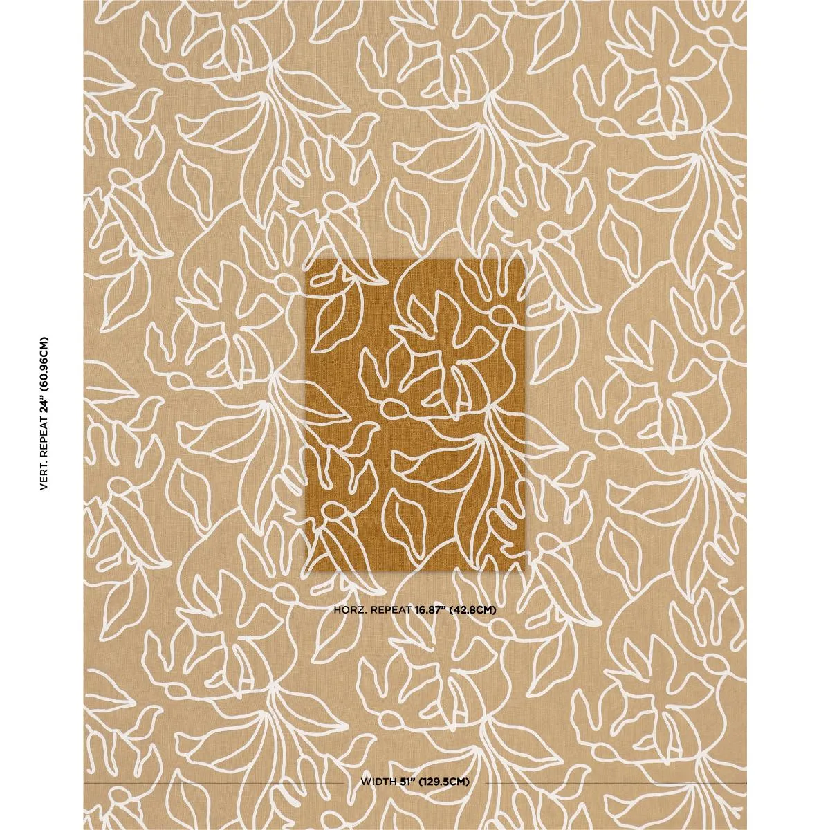 Schumacher 84411 Lola Embroidery Saffron fabric swatch