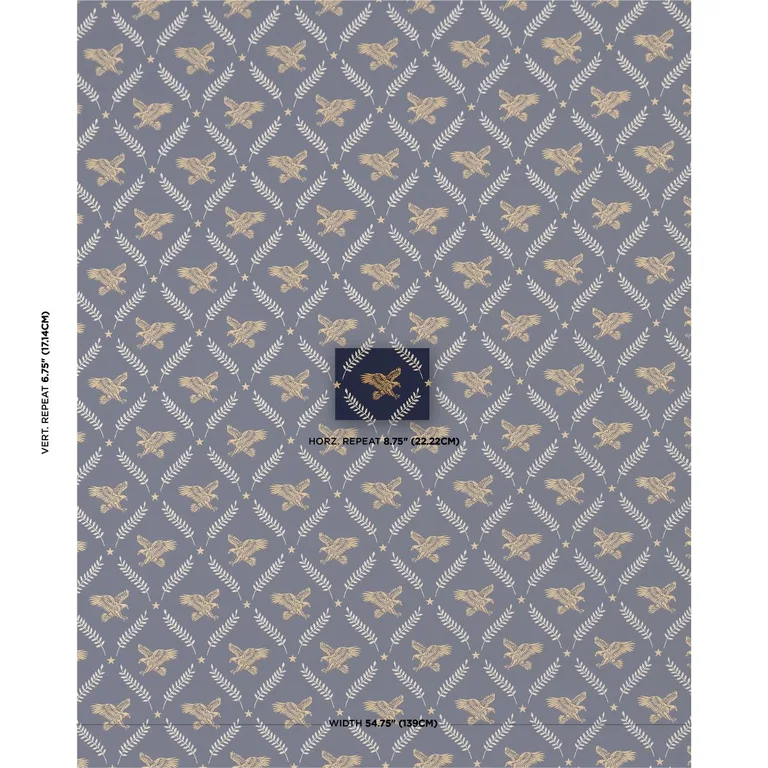 Schumacher 86621 Lolaire Navy fabric swatch