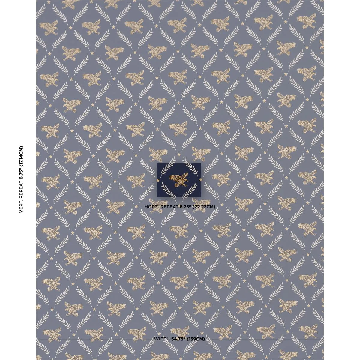 Schumacher 86621 Lolaire Navy fabric swatch