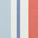 Schumacher 79662 Lolland Linen Stripe Sky & Coral fabric swatch