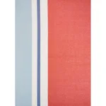 Schumacher 79662 Lolland Linen Stripe Sky & Coral fabric swatch