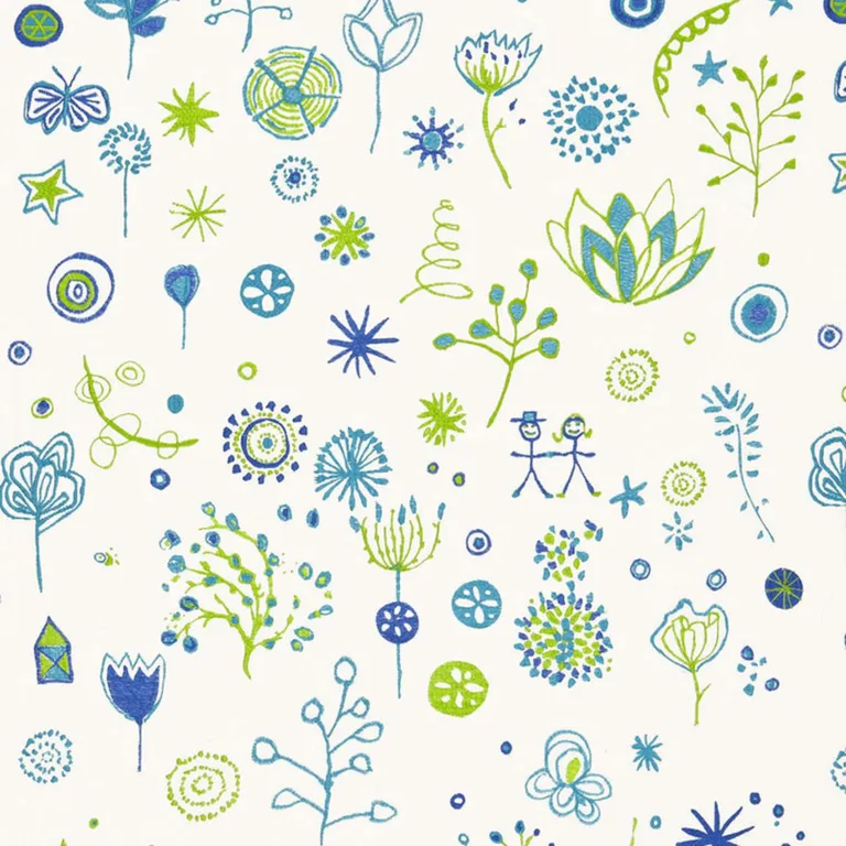 Schumacher 66241 Lollipop Turquoise / Leaf fabric swatch
