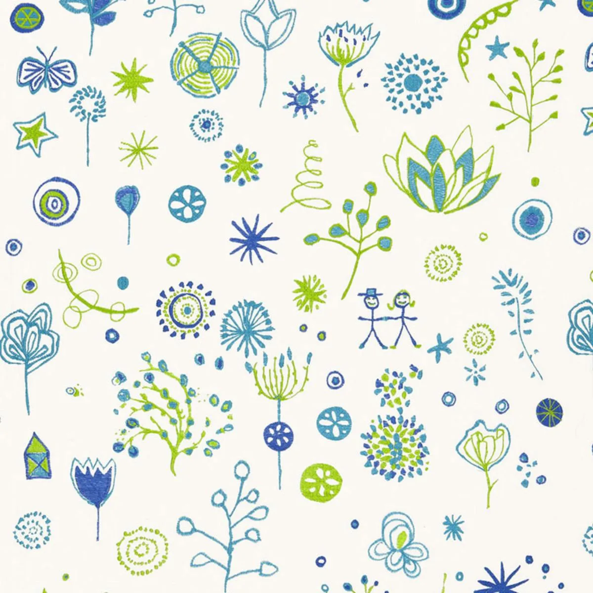 Schumacher 66241 Lollipop Turquoise / Leaf fabric swatch
